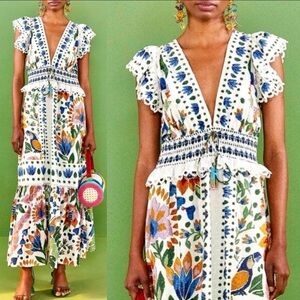 NWT Farm Rio White Summer Garden Maxi Dress